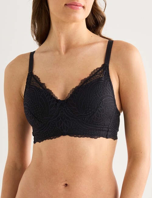 Lyric Post-Surgery Wirefree Contour Bra, Lace, Black, A-D product photo