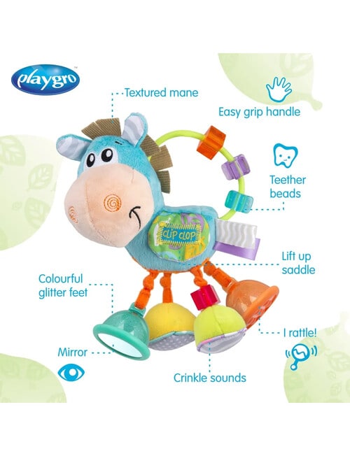 Playgro Clip Clop Activity Rattle, Blue product photo View 02 L