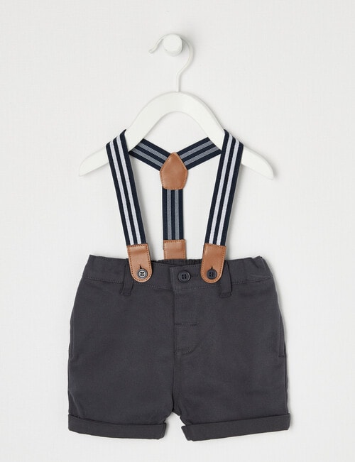 Teeny Weeny All Dressed Up Shorts with Brace, Slate product photo