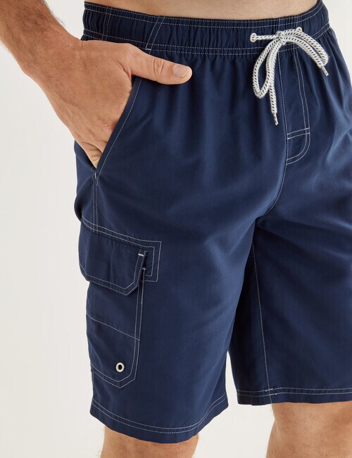 Chisel Contrast Stitch Swim Short Cargo, Navy product photo View 04 L