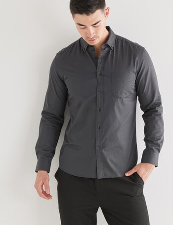 L+L Geometric Rush Knit Long Sleeve Shirt, Black product photo