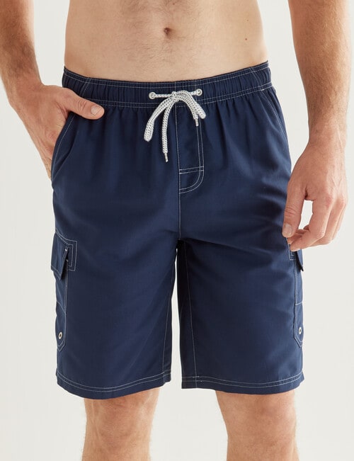 Chisel Contrast Stitch Swim Short Cargo, Navy product photo