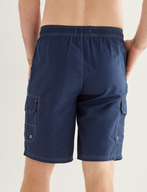 Chisel Contrast Stitch Swim Short Cargo, Navy product photo View 02 L