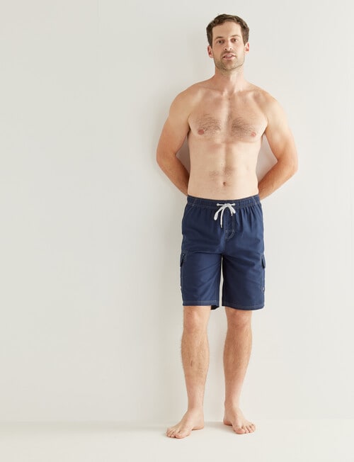 Chisel Contrast Stitch Swim Short Cargo, Navy product photo View 03 L