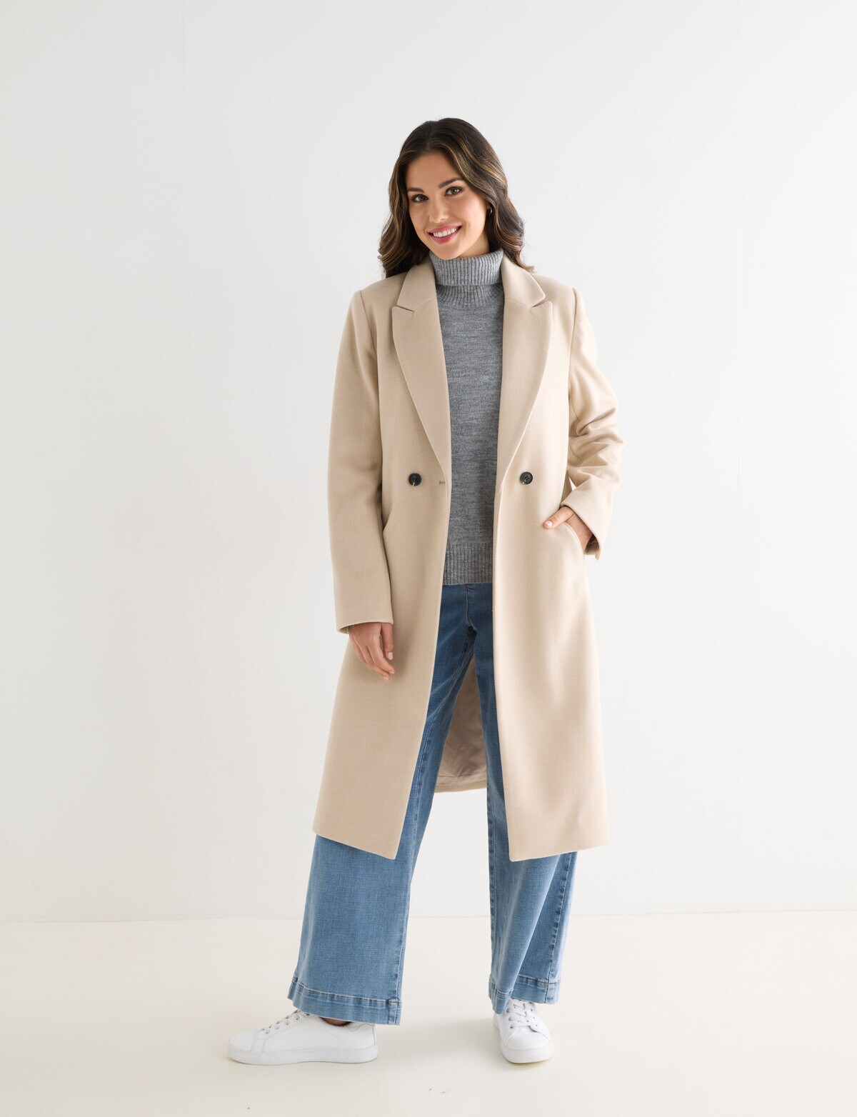 Whistle Long Sleeve Crombie Coat, Light Camel Coats & Jackets