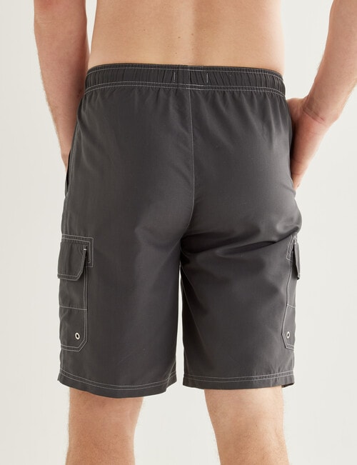 Chisel Contrast Stitch Swim Short Cargo, Charcoal product photo View 02 L