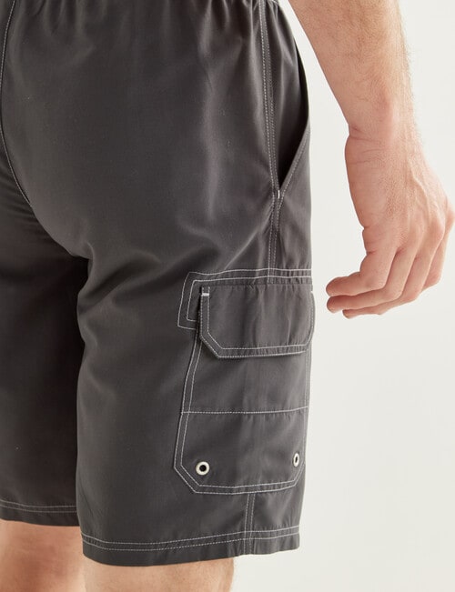 Chisel Contrast Stitch Swim Short Cargo, Charcoal product photo View 05 L