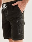 Chisel Contrast Stitch Swim Short Cargo, Black product photo View 04 S