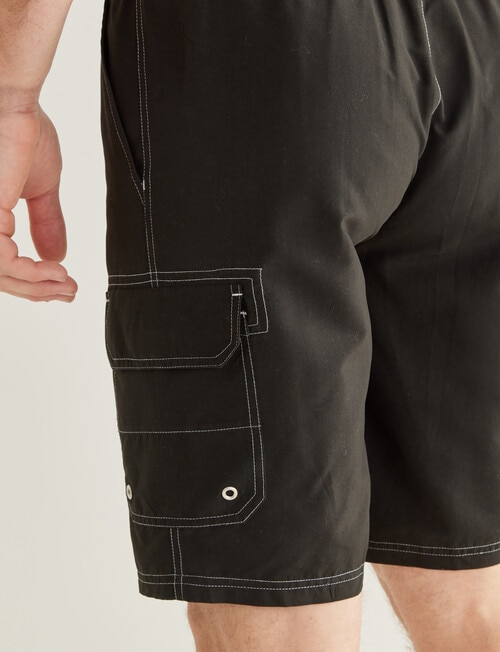 Chisel Contrast Stitch Swim Short Cargo, Black product photo View 05 L