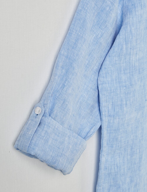 No Issue Linen Long Sleeve Roll Up Shirt, Blue product photo View 02 L