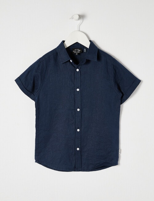 Mac & Ellie Linen Short Sleeve Shirt, Navy product photo View 05 L