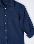 No Issue Roll Up Long Sleeve Linen Shirt, Navy product photo View 03 S