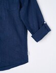 No Issue Roll Up Long Sleeve Linen Shirt, Navy product photo View 04 S