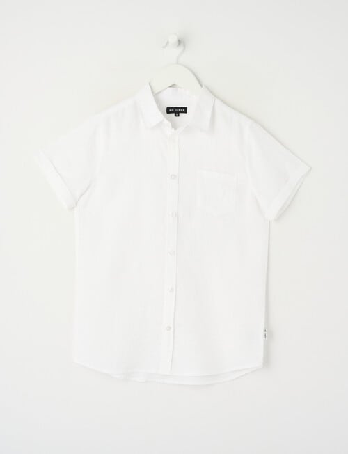 No Issue Short Sleeve Linen Shirt, White product photo