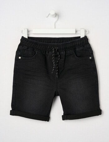Mac & Ellie Pull-On Denim Short, Black product photo