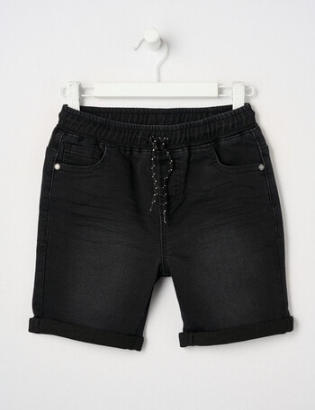Mac & Ellie Pull-On Denim Short, Black product photo