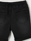Mac & Ellie Pull-On Denim Short, Black product photo View 02 S