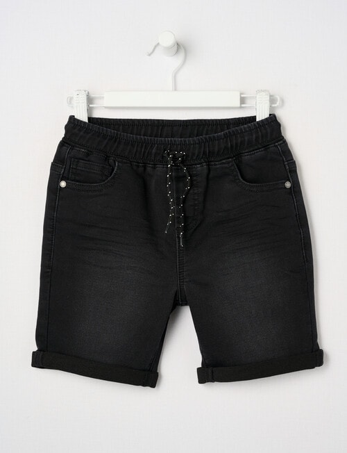 Mac & Ellie Pull-On Denim Short, Black product photo