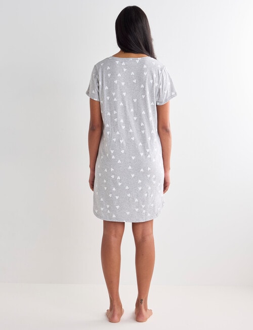 Zest Sleep Heart V-Neck T-Shirt, Nightie, Grey Marle, 8-22 product photo View 02 L