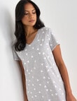 Zest Sleep Heart V-Neck T-Shirt, Nightie, Grey Marle, 8-22 product photo View 03 S