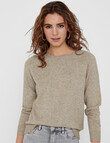 ONLY Lesly Kings Long Sleeve Knit Pullover, Beige Melange product photo