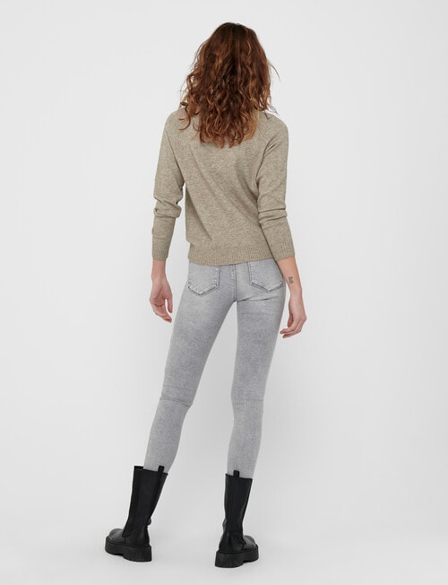 ONLY Lesly Kings Long Sleeve Knit Pullover, Beige Melange product photo View 02 L