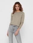 ONLY Lesly Kings Long Sleeve Knit Pullover, Beige Melange product photo View 04 S