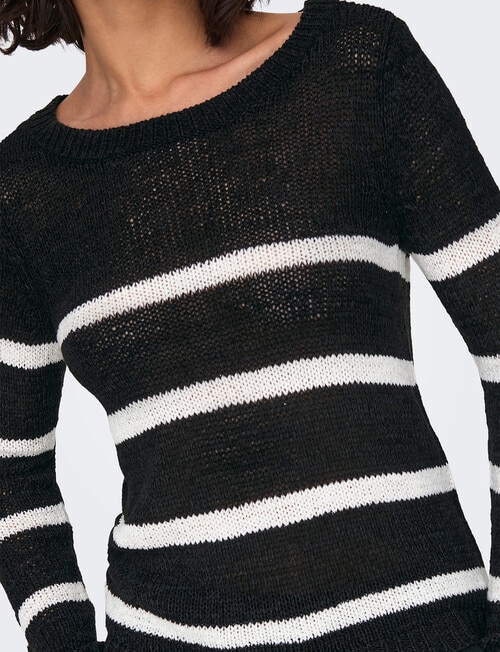 ONLY Geena XO Knit Pullover, Black & Cloud Dancer product photo View 03 L