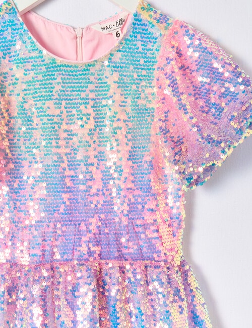Mac & Ellie Party Collection Ombre Puff Sleeve Sequin Formal Dress, Rainbow product photo View 02 L