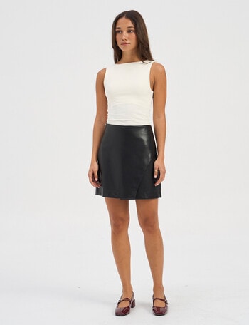 ONLY Zeta Faux Leather Skirt, Black product photo