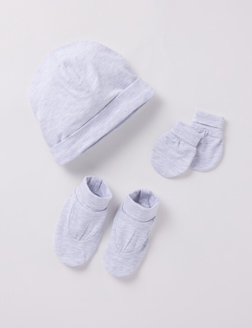 Teeny Weeny Stretch Cotton Accessory Pack, 3-Piece, Grey Marle product photo