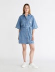 Calvin Klein Boxy Belted Shirt Dress, Stone Blue product photo View 04 S