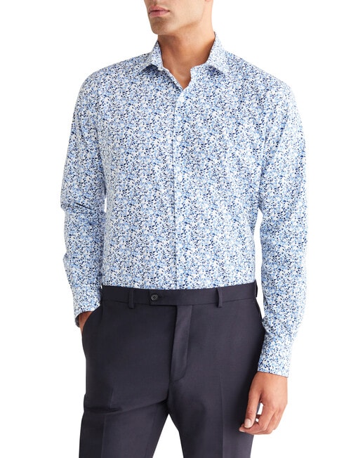 Van Heusen Flower Print Tailored Fit Casual Shirt, Sky product photo View 03 L