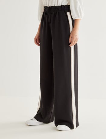 Whistle Sport Stripe Jog Pant Short Length, Black product photo