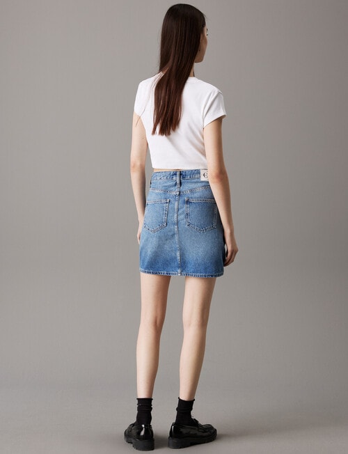 Calvin Klein A-Line Mini Denim Skirt, Light Blue product photo View 02 L