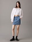 Calvin Klein A-Line Mini Denim Skirt, Light Blue product photo View 04 S