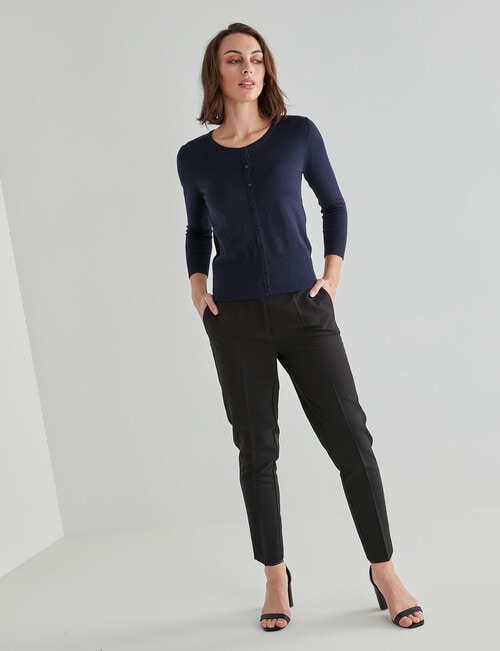 Oliver Black 3/4 Sleeve Crew Neck Cardigan, Ink product photo View 03 L