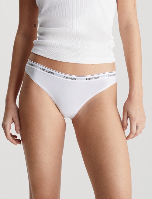 Calvin Klein Modern Logo Thong Brief, 3-Pack, Black, White & Grey, XS-L product photo View 02 L