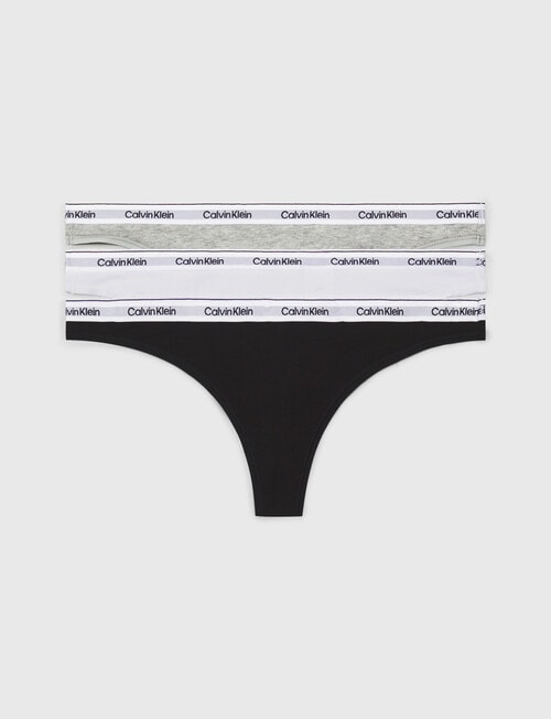 Calvin Klein Modern Logo Thong Brief, 3-Pack, Black, White & Grey, XS-L product photo View 04 L