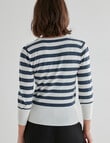 Oliver Black 3/4 Stripe Knit Jumper, Ink & White product photo View 02 S