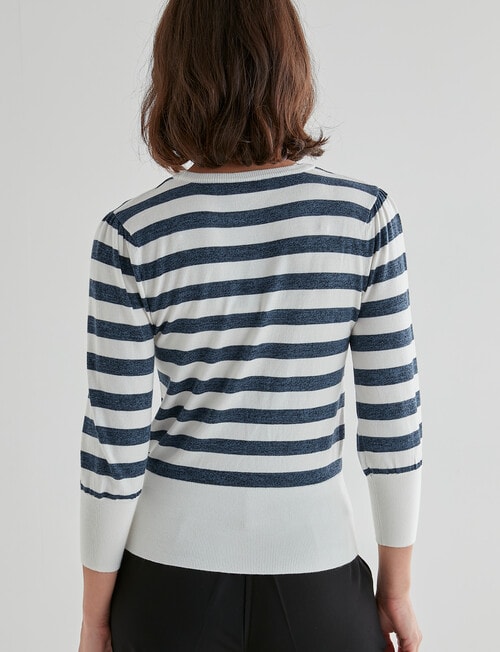Oliver Black 3/4 Stripe Knit Jumper, Ink & White product photo View 02 L