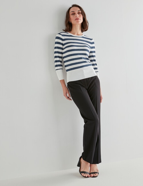 Oliver Black 3/4 Stripe Knit Jumper, Ink & White product photo View 03 L