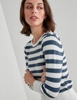 Oliver Black 3/4 Stripe Knit Jumper, Ink & White product photo View 04 S