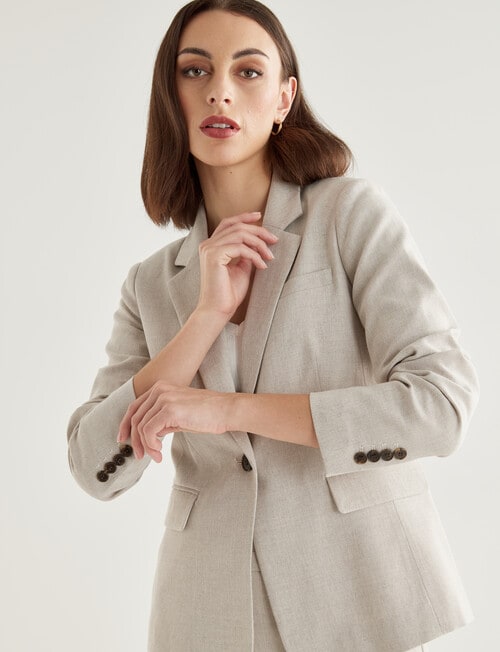 Oliver Black Long Sleeve Classic Blazer, Stone Melange product photo