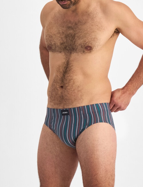 Jockey Sports Stripe Brief, Black Bean Stripe product photo View 02 L