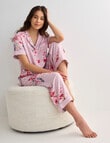Whistle Sleep Lilies Classic Shirt & Crop Pant PJ Set, Pink product photo