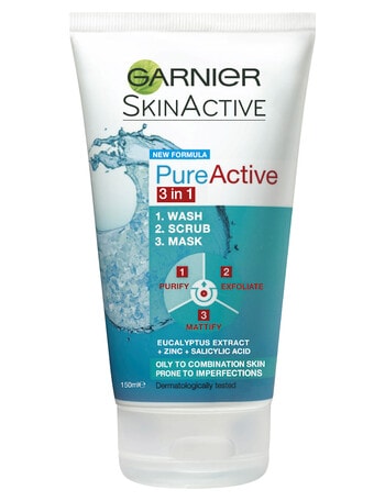 Garnier PureActive 3 In 1 Wash, Scrub & Mask, 150ml product photo