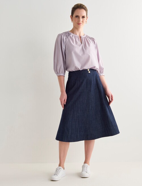 Jigsaw ALine Chambray Midi Skirt, Dark Indigo Skirts
