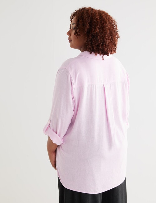 Studio Curve Linen Blend Essential Shirt, Blush product photo View 02 L