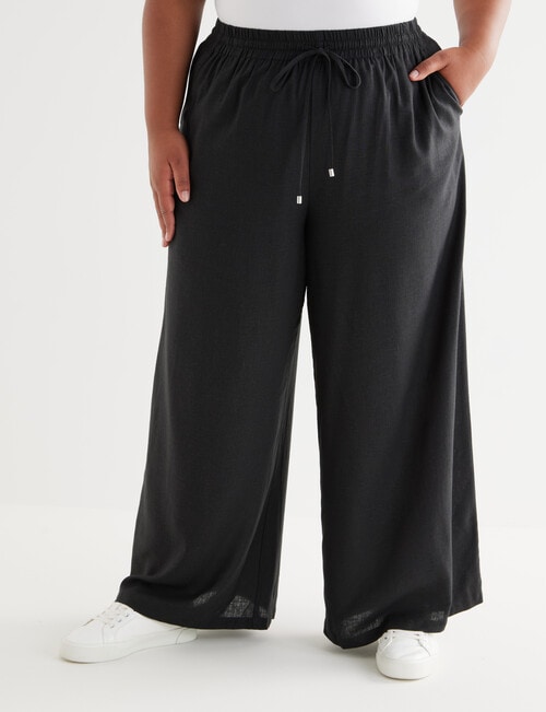 Studio Curve Linen Blend Palazzo Pant, Black product photo